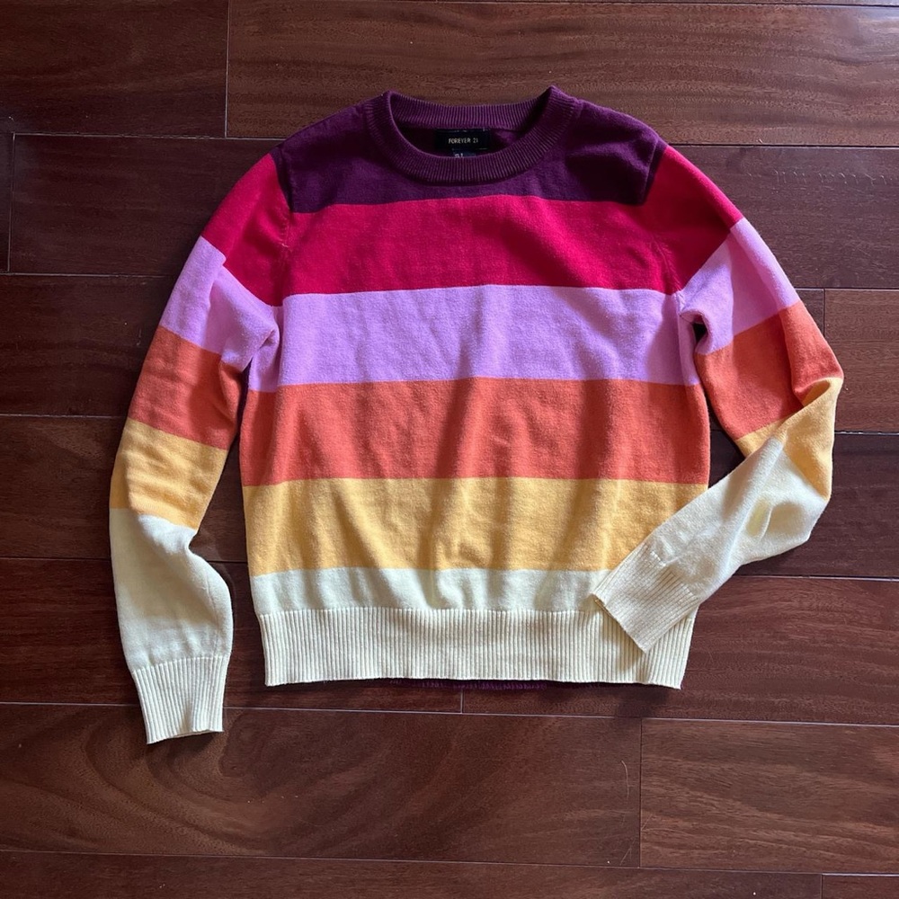 Forever 21 Vibrant Striped Crewneck Sweater